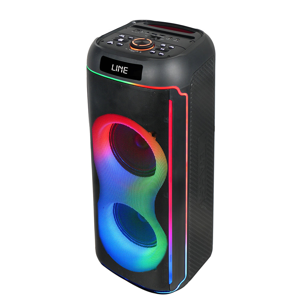 Zore GD-2606 Digital LED Display FM Radio Microphone RGB TWS Dual 6.5 inch Stereo Bass Wireless Karaoke Speaker Black