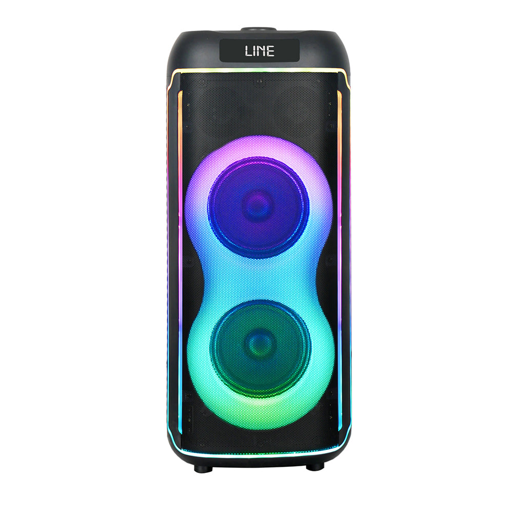 Zore GD-2606 Digital LED Display FM Radio Microphone RGB TWS Dual 6.5 inch Stereo Bass Wireless Karaoke Speaker Black