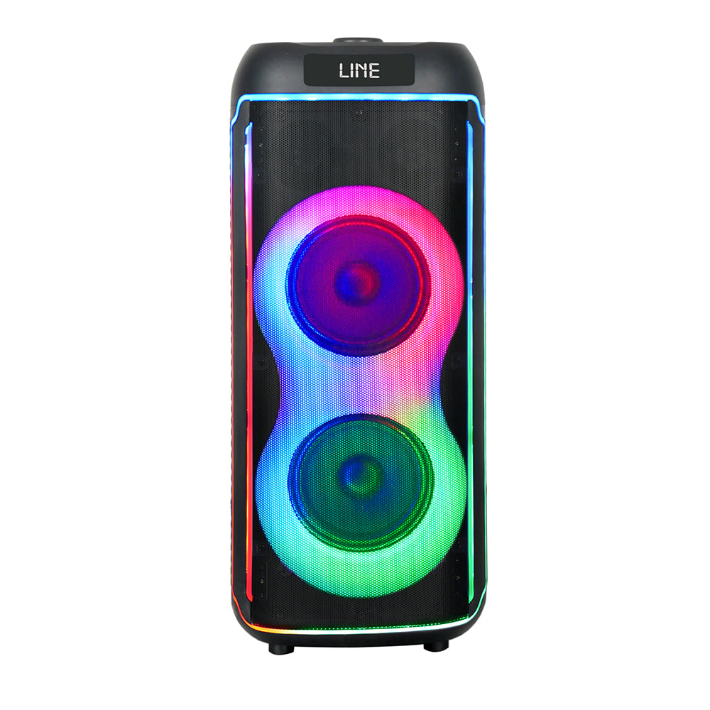 Zore GD-2606 Digital LED Display FM Radio Microphone RGB TWS Dual 6.5 inch Stereo Bass Wireless Karaoke Speaker Black
