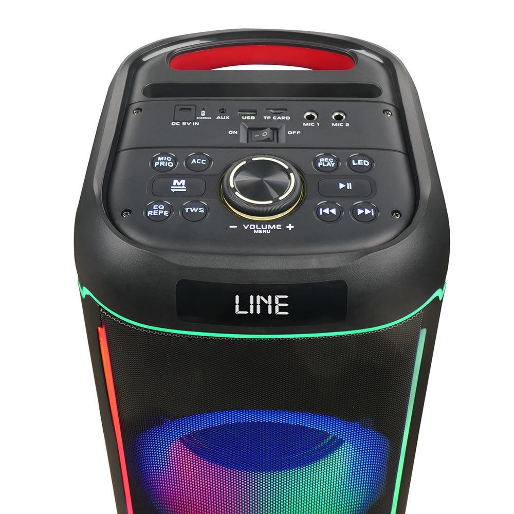 Zore GD-2606 Digital LED Display FM Radio Microphone RGB TWS Dual 6.5 inch Stereo Bass Wireless Karaoke Speaker Black
