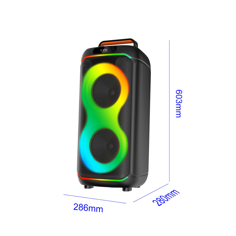 Zore GD-2823 Dijital LED Göstergeli FM Radyolu Mikrofonlu RGB TWS Çift 8 inç Stereo Bass Kablosuz Karaoke Hoparlör Siyah