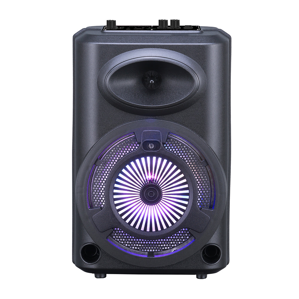 Zore GD-903 Digital LED Display FM Radio Microphone RGB TWS 8 inch Stereo Bass Wireless Karaoke Speaker Black
