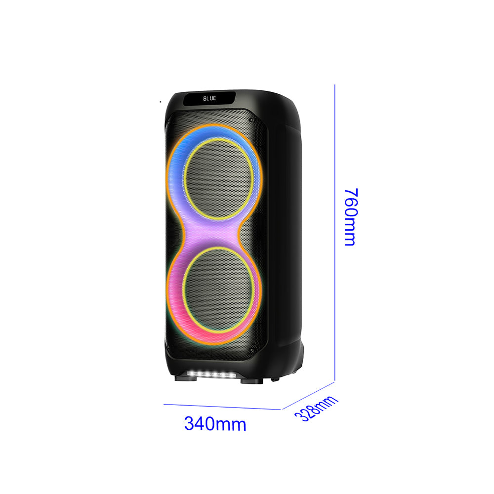 Zore LT-2131 Dijital LED Göstergeli Mikrofonlu RGB TWS Çift 8 inç Stereo Bass Kablosuz Karaoke Hoparlör Siyah