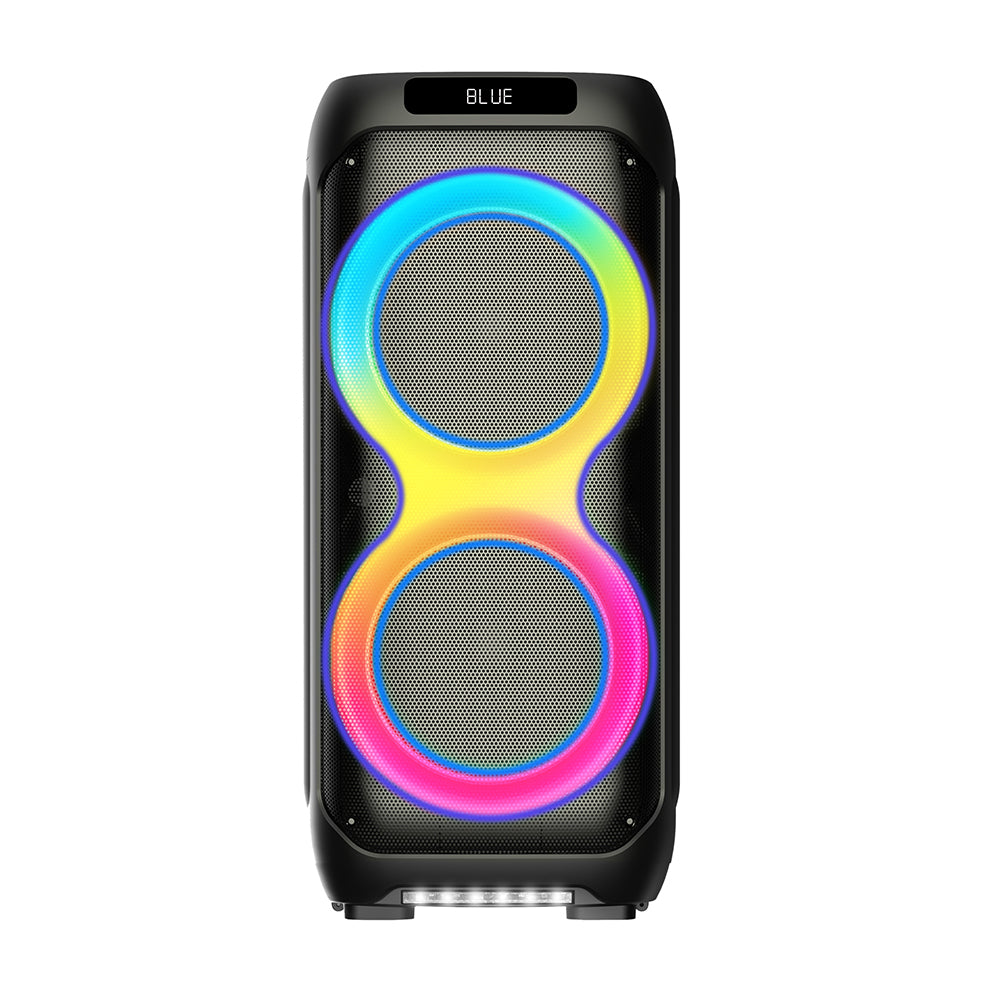 Zore LT-2131 RGB TWS Dual 8-inch Stereo Bass Wireless Karaoke Speaker with Digital LED Display and Microphone Black