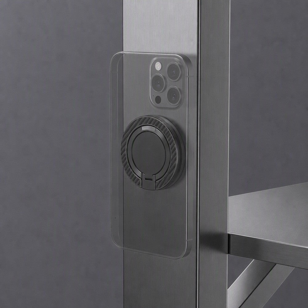 Zore Paris M162 Karbon Fiber Tasarımlı Magnetik Ring Standlı Telefon Tutucu