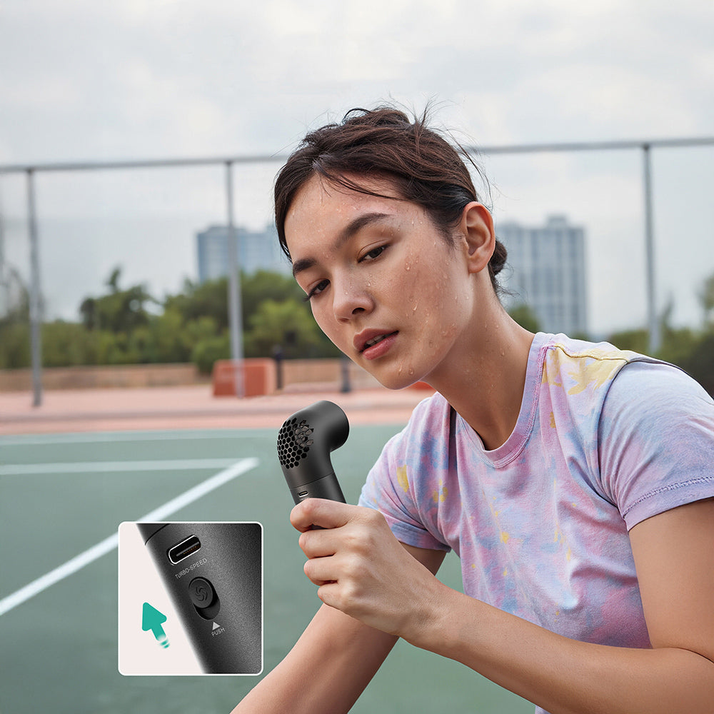 Aecooly PH01 Aero Pro Series Portable Cooling Hand Fan with Digital LED Display Black 