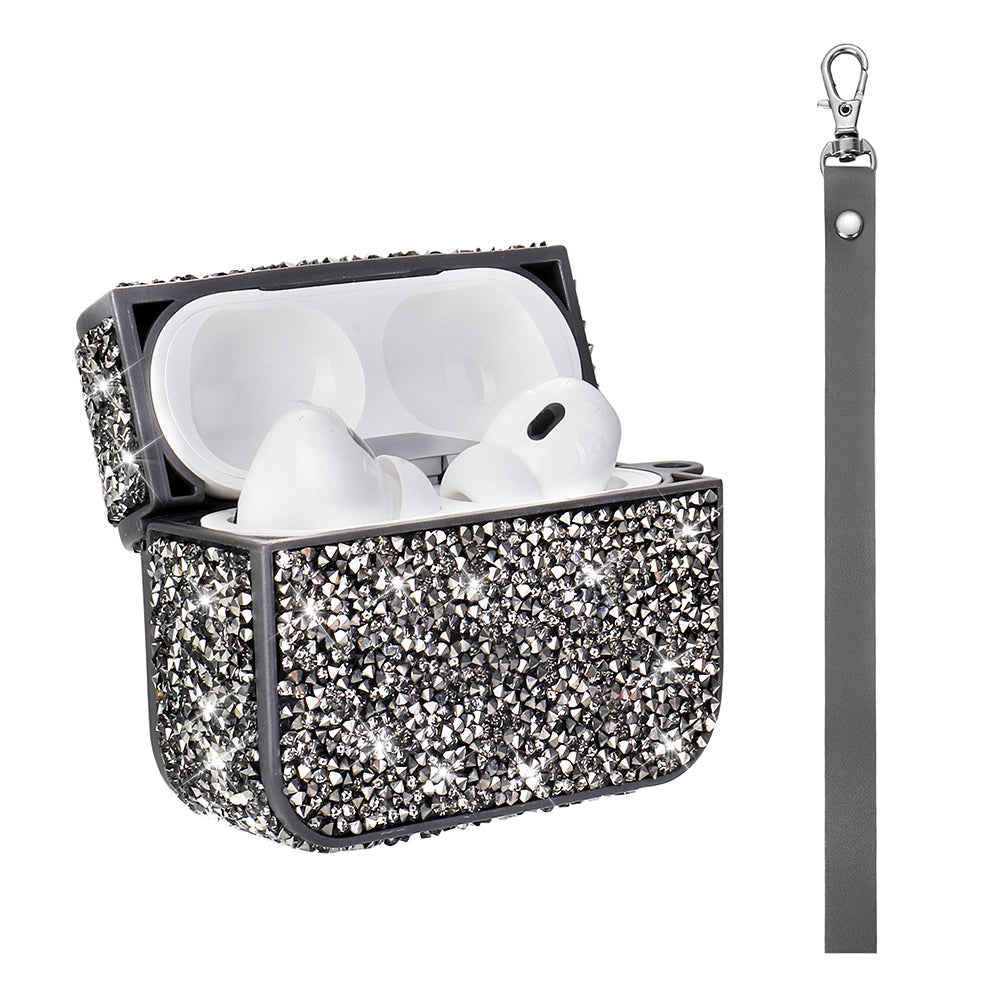 Apple Airpods 3. Nesil Zore Airbag 45 Bilek Askı Aparatlı Simli Şeffaf Kılıf Gri