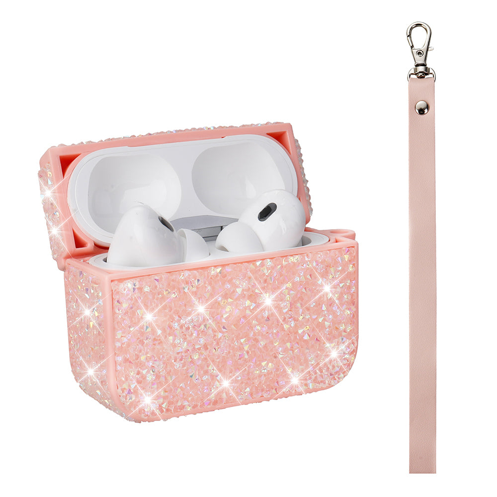 Apple Airpods 3. Nesil Zore Airbag 45 Bilek Askı Aparatlı Simli Şeffaf Kılıf Pembe