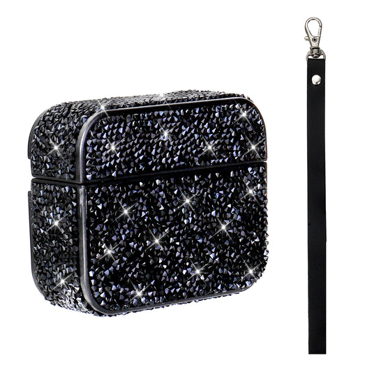 Apple Airpods 3. Nesil Zore Airbag 45 Bilek Askı Aparatlı Simli Şeffaf Kılıf Siyah