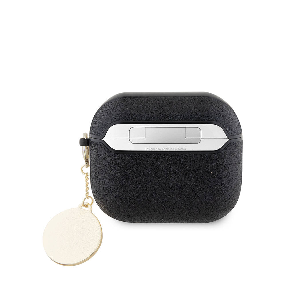 Apple Airpods 3rd Generation Case Guess Original Licensed PU Leather Blue White Striped Metal Logo Cover Gold
