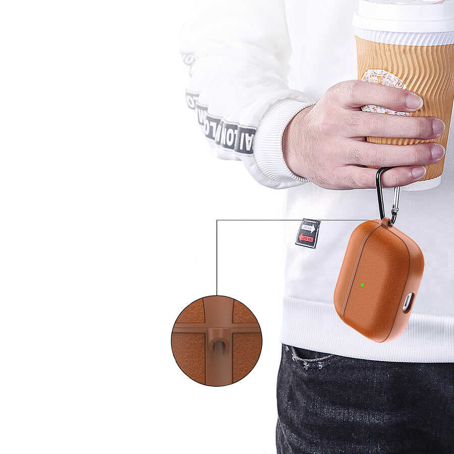 Apple Airpods 3rd Generation Case Wiwu Calfskin Case Brown 