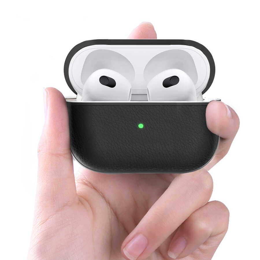 Apple Airpods 3rd Generation Case Wiwu Calfskin Case Black 