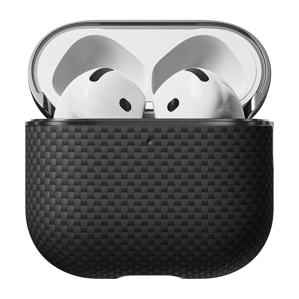 Apple Airpods 4 Case 1500D Aramid Fiber Pitaka Ultra-Slim Classic Series Black-Grey Twill Cover Black-Grey 