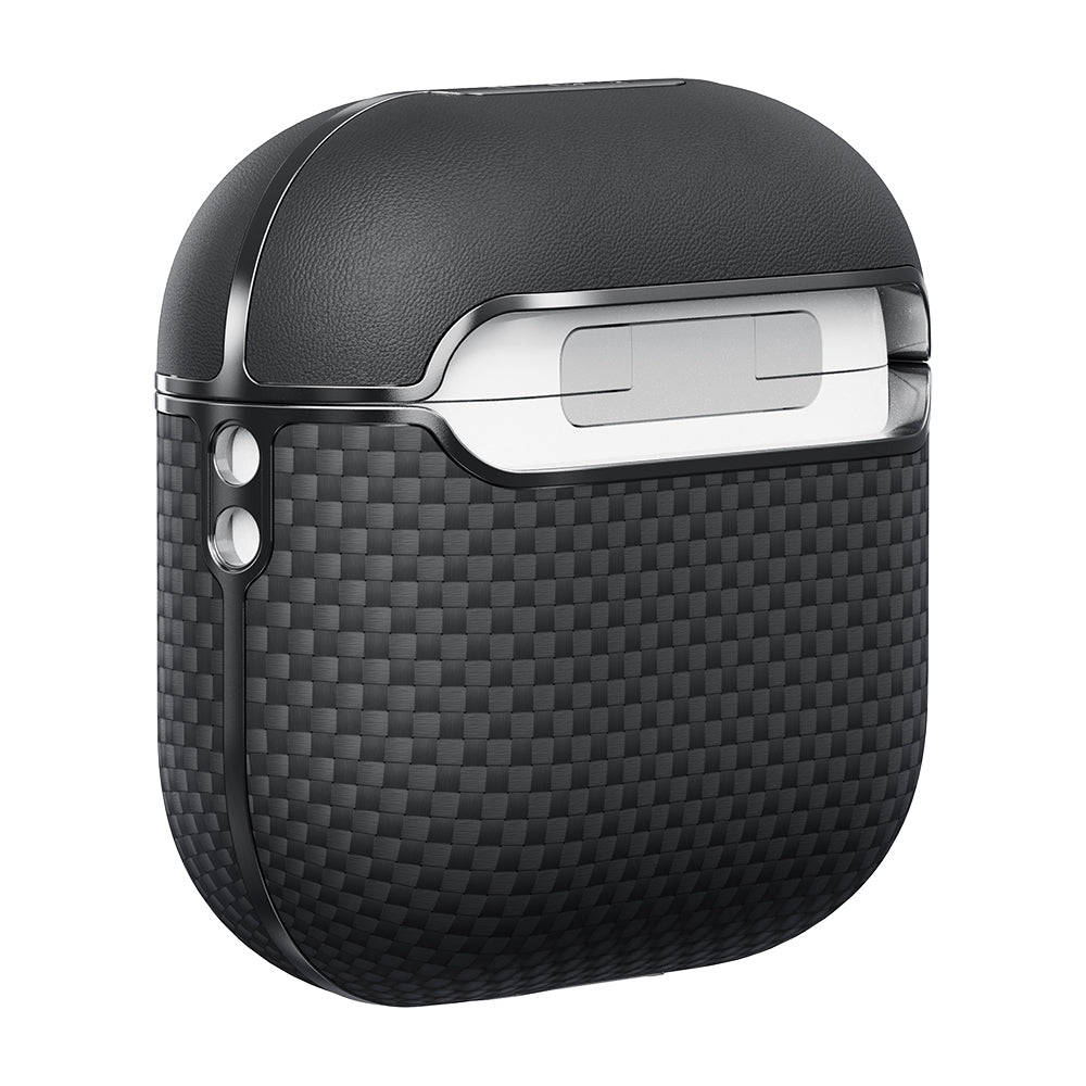 Apple Airpods 4 Case 1500D Aramid Fiber Pitaka Ultra-Slim Classic Series Black-Grey Twill Cover Black-Grey 