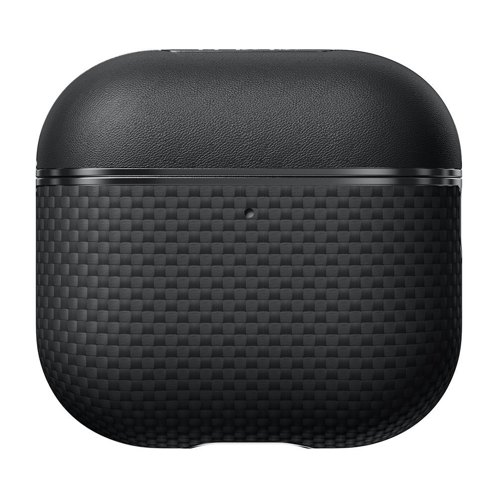 Apple Airpods 4 Kılıf 1500D Aramid Fiber Pitaka Ultra-Slim Classic Serisi Black-Grey Twill Kapak Siyah-Gri