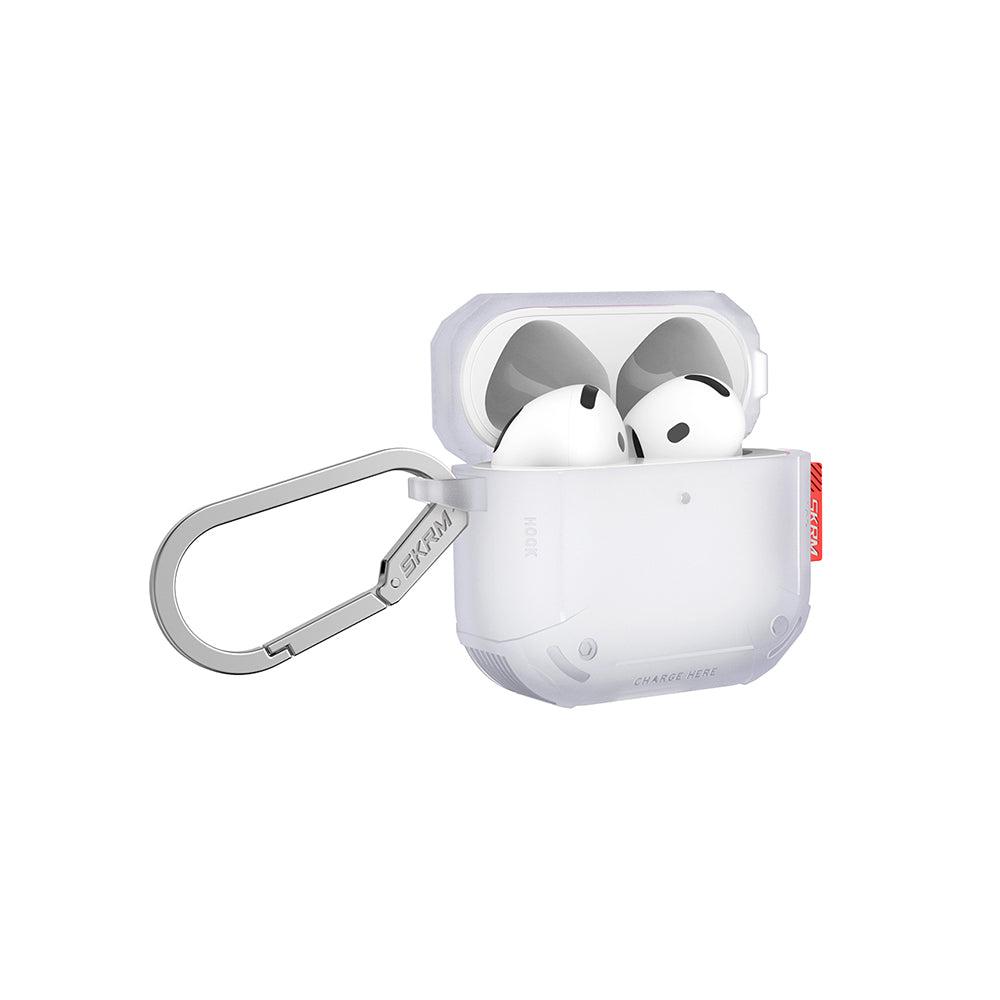 Apple Airpods 4 Kılıf Airbagli Yivli Köşe Tasarımlı 360 Derece Tam Koruma Skinarma Mecha CE Kılıf Turkuaz