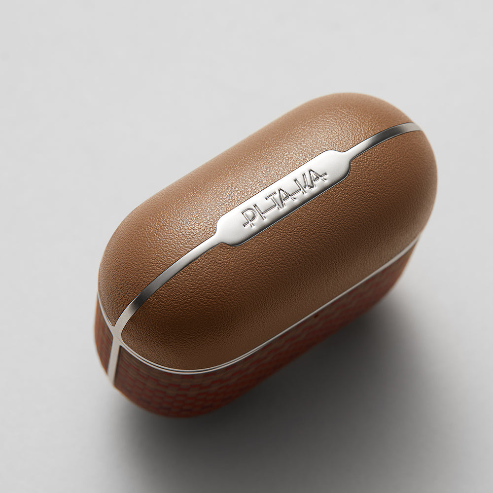 Apple Airpods 4 Kılıf Aramid Fiber Pitaka Tactile Woven Sunset-Moonrise Serisi Kapak Kahverengi