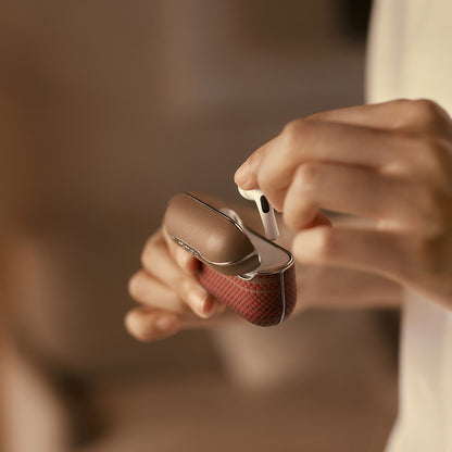 Apple Airpods 4 Kılıf Aramid Fiber Pitaka Tactile Woven Sunset-Moonrise Serisi Sunset Kapak Kahverengi