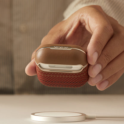 Apple Airpods 4 Kılıf Aramid Fiber Pitaka Tactile Woven Sunset-Moonrise Serisi Sunset Kapak Mavi