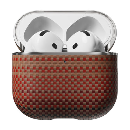 Apple Airpods 4 Kılıf Aramid Fiber Pitaka Tactile Woven Sunset-Moonrise Serisi Sunset Kapak Kahverengi