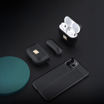 Apple Airpods 4 Kılıf Deri Görünümlü Askı Aparatlı Wlons Kılıf Siyah