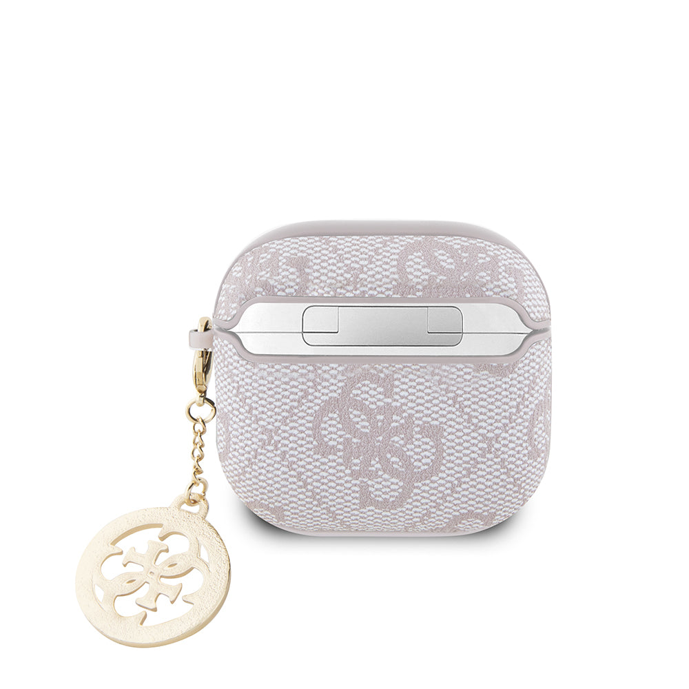Apple Airpods 4 Case Guess Original Licensed 4G Patterned Stone 4G Ornamental Chain Cover Pink
