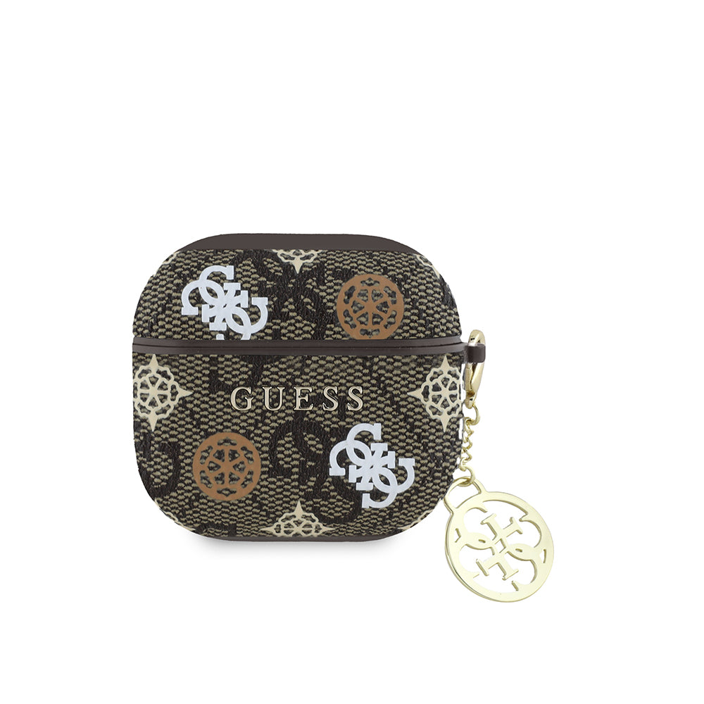 Apple Airpods 4 Case Guess Original Licensed 4G Patterned Text Logo Peony Cover Pink