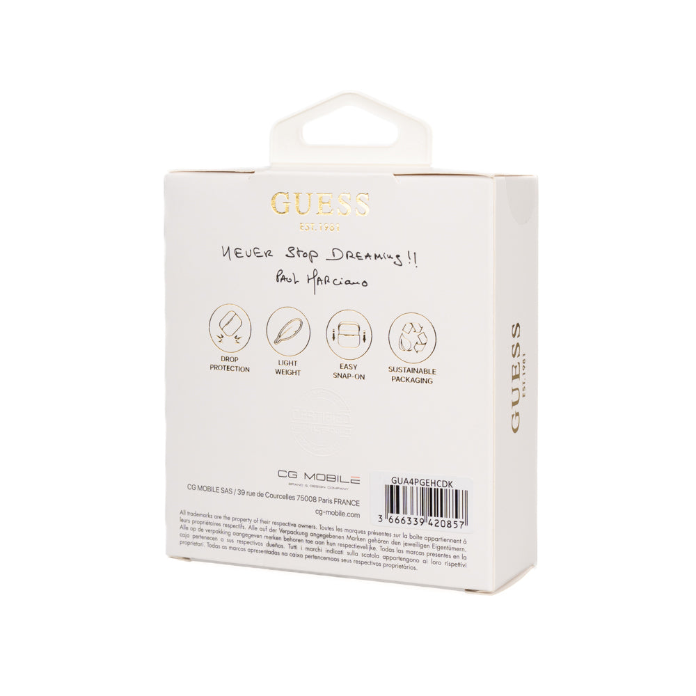 Apple Airpods 4 Case Guess Original Licensed Glitter Diamond Heart Ornament Chain Cover Black