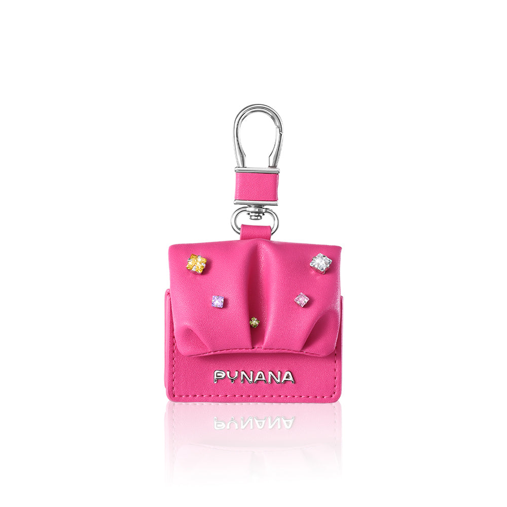 Apple Airpods 4 Kılıf PU Deri Çanta Tasarımlı Taşlı Pynana Sugar Cube Serisi Kapak Mor