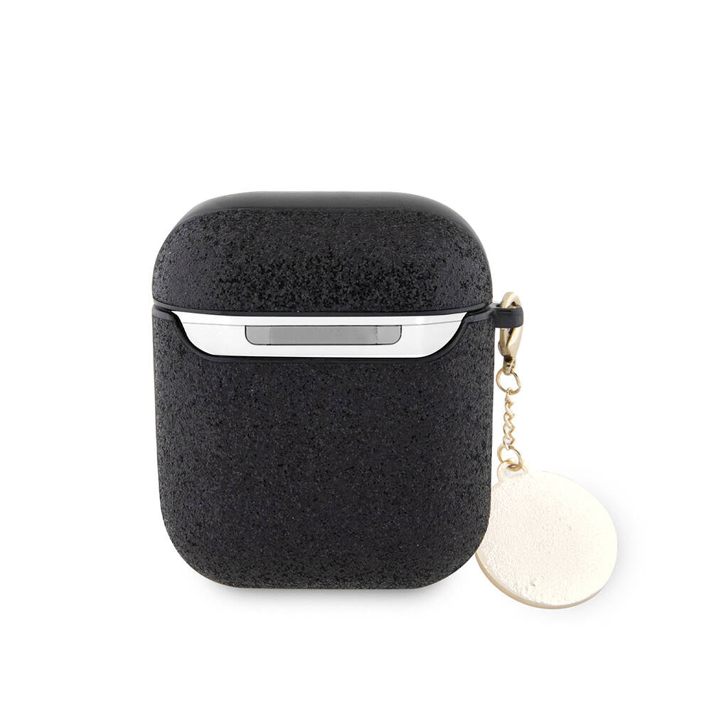 Apple Airpods Case Guess Original Licensed Glitter Diamond Heart Ornament Chain Cover Black