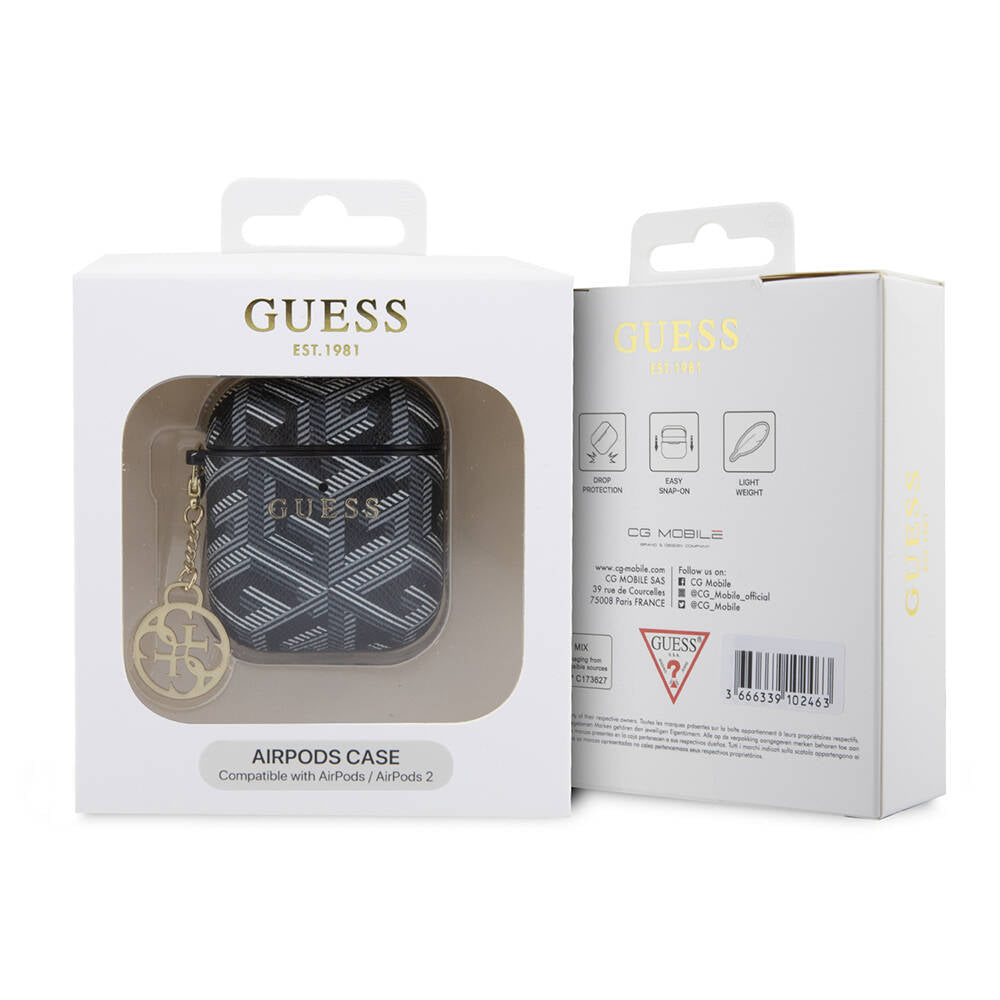 Apple Airpods Case Guess Original Licensed G Cube Patterned 4G Ornamental Chain Cover Brown
