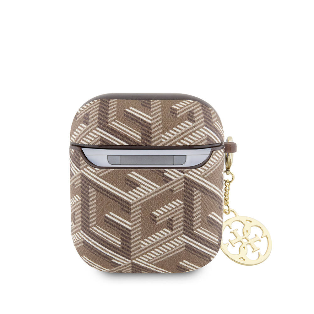 Apple Airpods Case Guess Original Licensed G Cube Patterned 4G Ornamental Chain Cover Brown