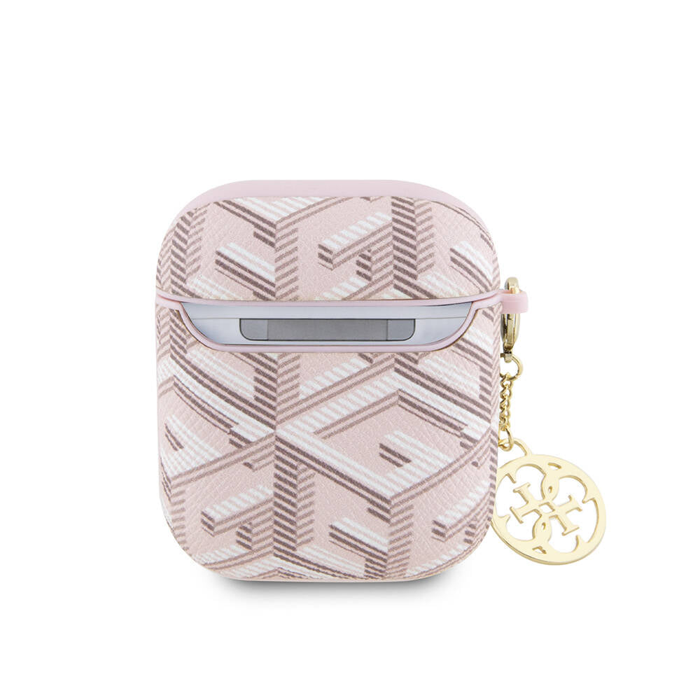 Apple Airpods Case Guess Original Licensed G Cube Patterned 4G Ornamental Chain Cover Pink