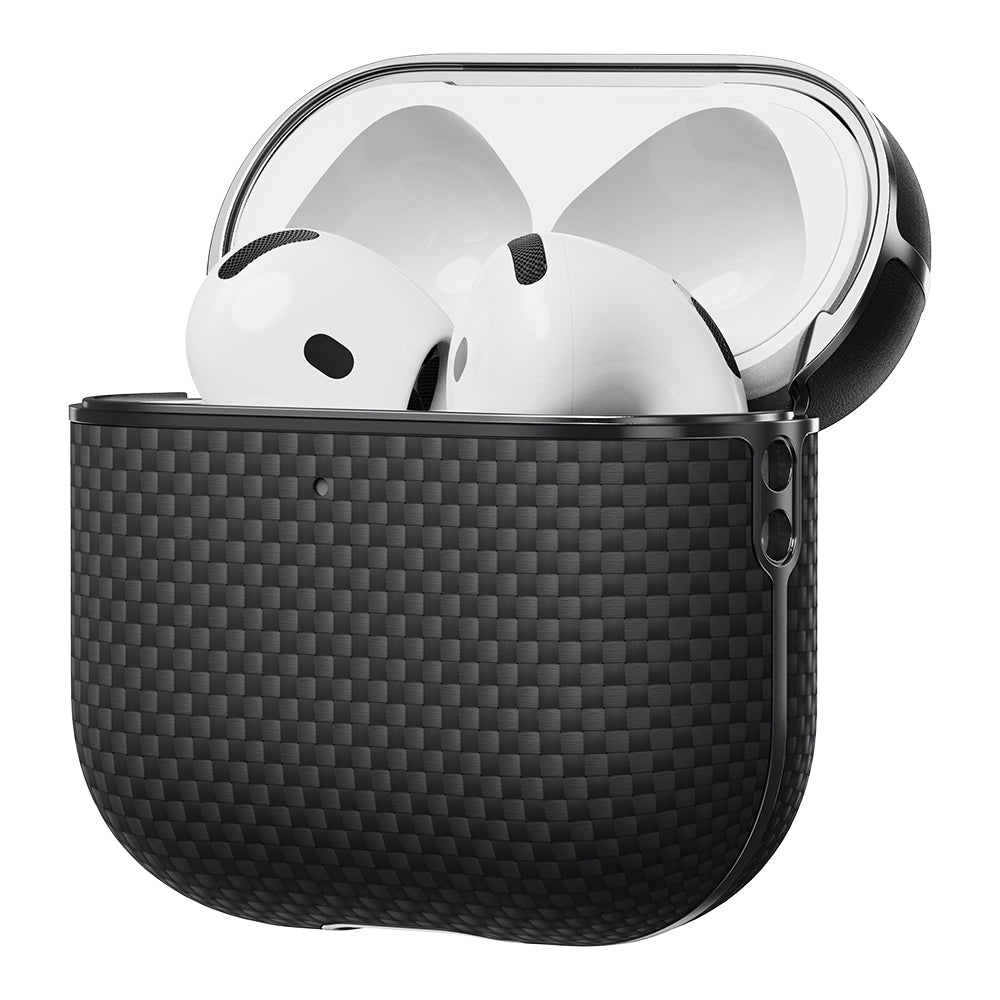 Apple Airpods Pro 2 Case 1500D Aramid Fiber Pitaka Ultra-Slim Classic Series Black-Grey Twill Cover Black-Grey 