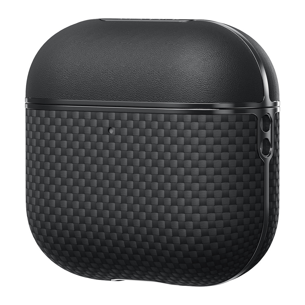Apple Airpods Pro 2 Kılıf 1500D Aramid Fiber Pitaka Ultra-Slim Classic Serisi Black-Grey Twill Kapak Siyah-Gri