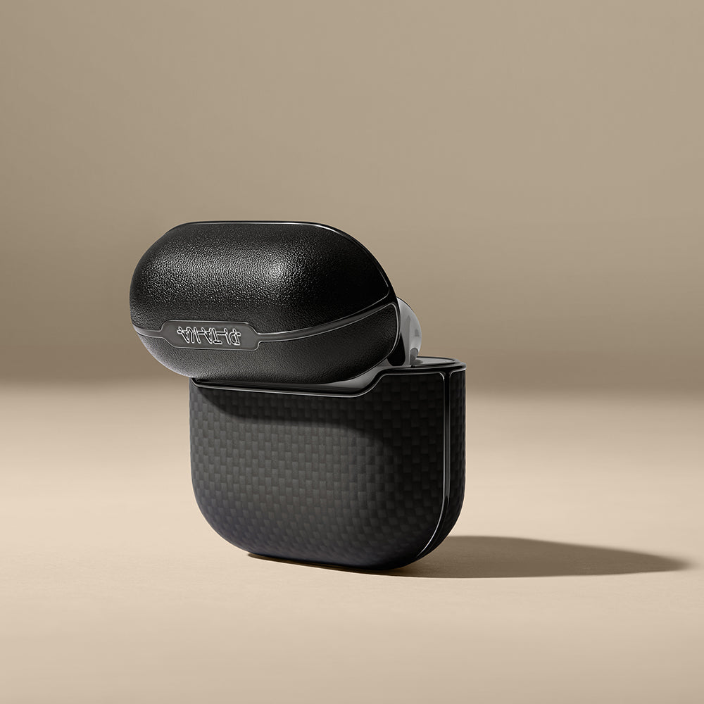 Apple Airpods Pro 2 Case 1500D Aramid Fiber Pitaka Ultra-Slim Classic Series Black-Grey Twill Cover Black-Grey 