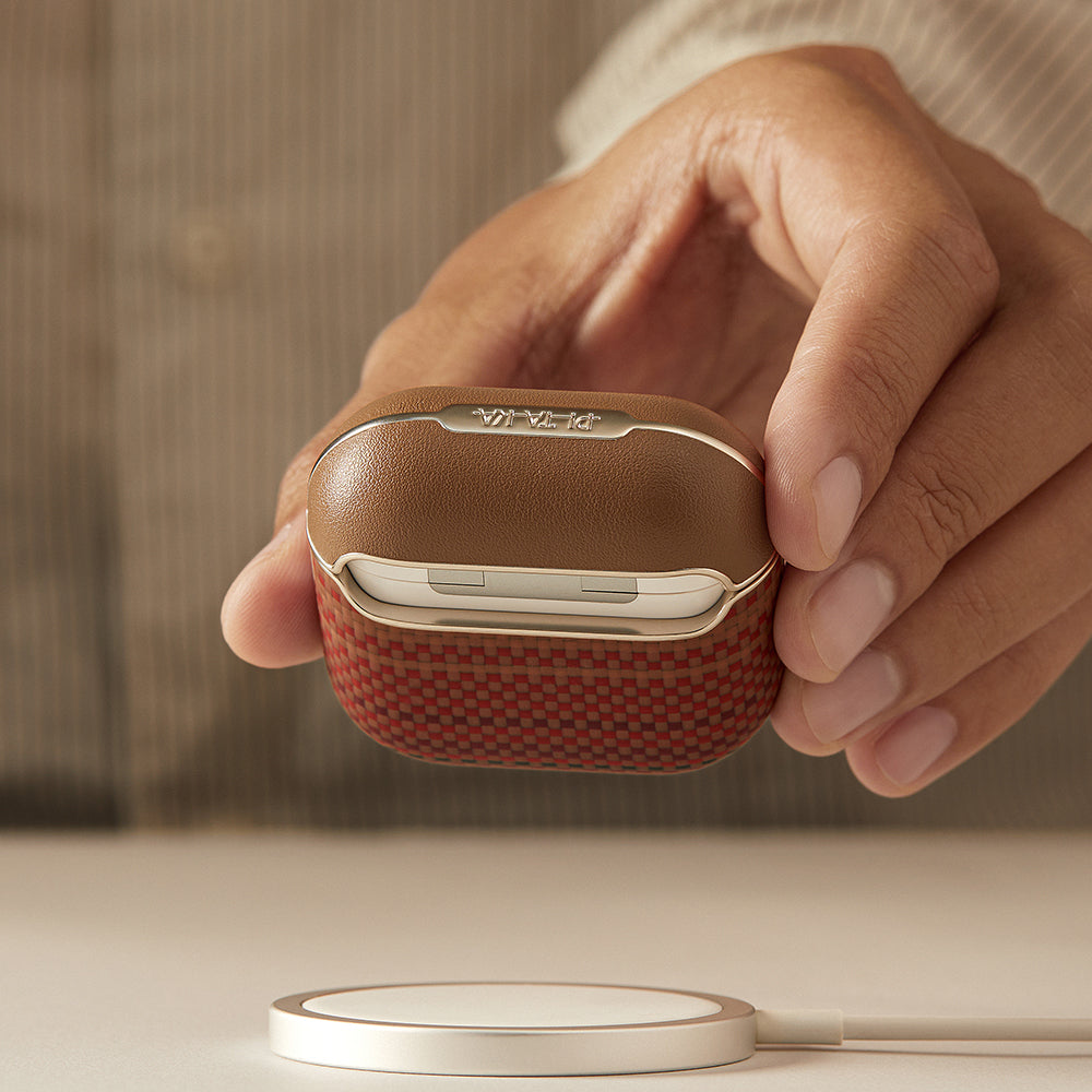 Apple Airpods Pro 2 Case Aramid Fiber Pitaka Tactile Woven Sunset-Moonrise Series Cover Brown 