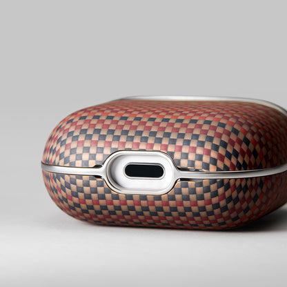 Apple Airpods Pro 2 Kılıf Aramid Fiber Pitaka Tactile Woven Sunset-Moonrise Serisi Sunset Kapak Kahverengi