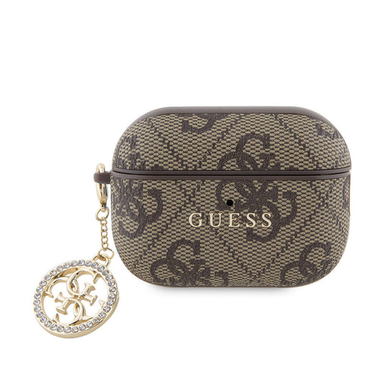 Apple Airpods Pro 2 Case Guess Original Licensed 4G Patterned Stone 4G Ornamental Chain Cover Brown