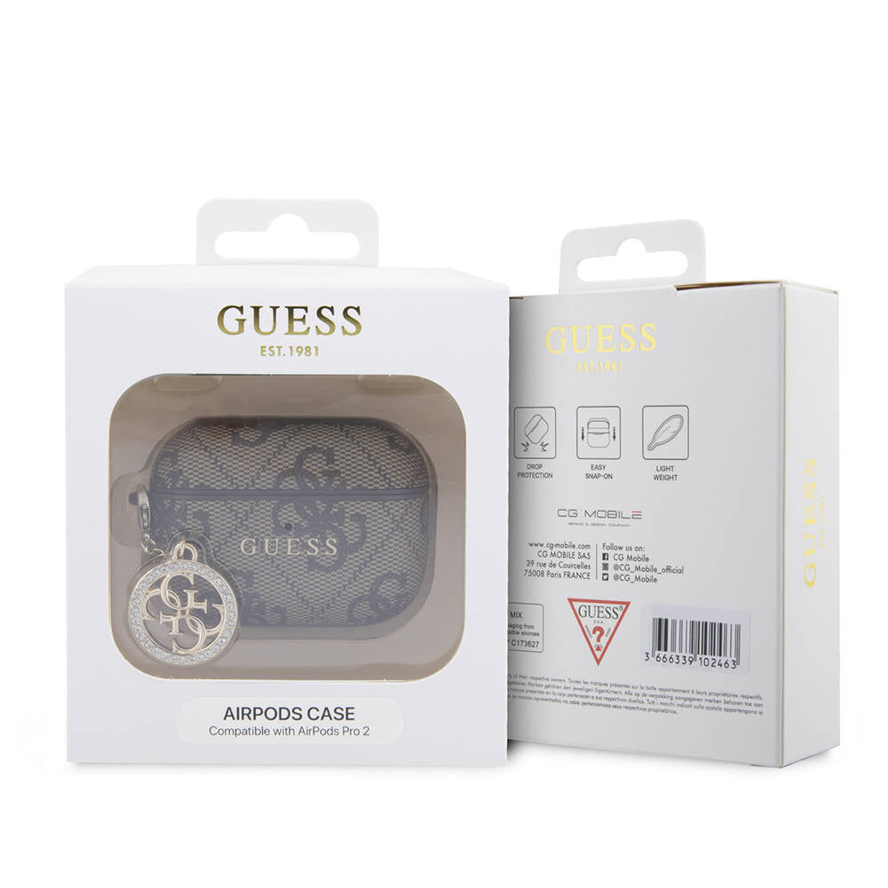 Apple Airpods Pro 2 Case Guess Original Licensed 4G Patterned Stone 4G Ornamental Chain Cover Black