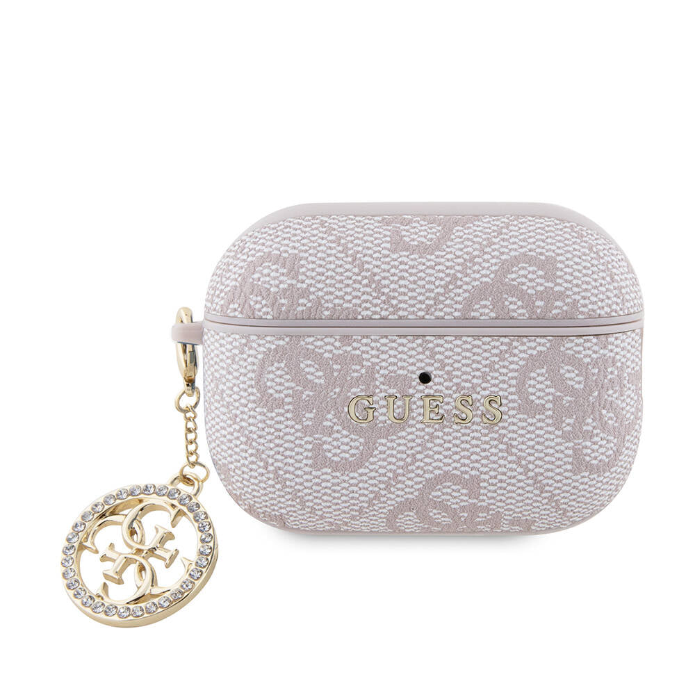 Apple Airpods Pro 2 Case Guess Original Licensed 4G Patterned Stone 4G Ornamental Chain Cover Pink