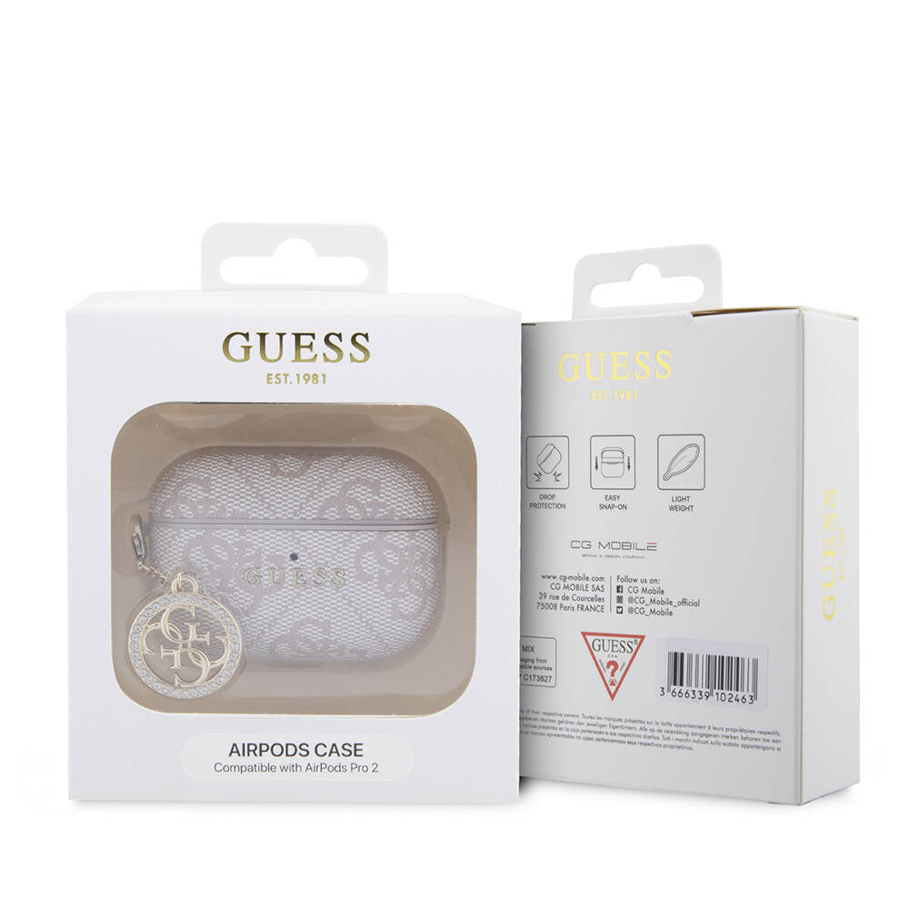 Apple Airpods Pro 2 Case Guess Original Licensed 4G Patterned Stone 4G Ornamental Chain Cover Brown