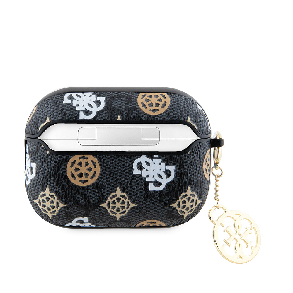 Apple Airpods Pro 2 Case Guess Original Licensed 4G Patterned Text Logo Peony Cover Black