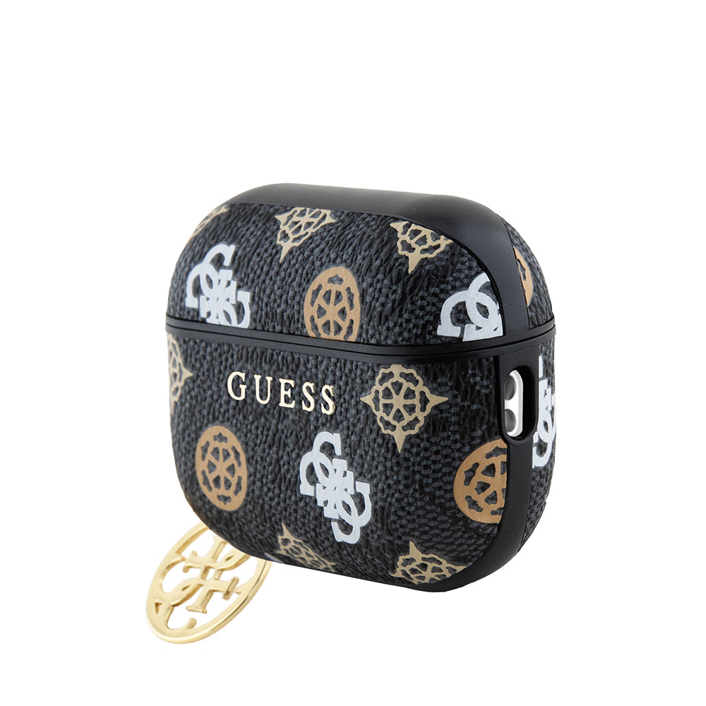 Apple Airpods Pro 2 Case Guess Original Licensed 4G Patterned Text Logo Peony Cover Black
