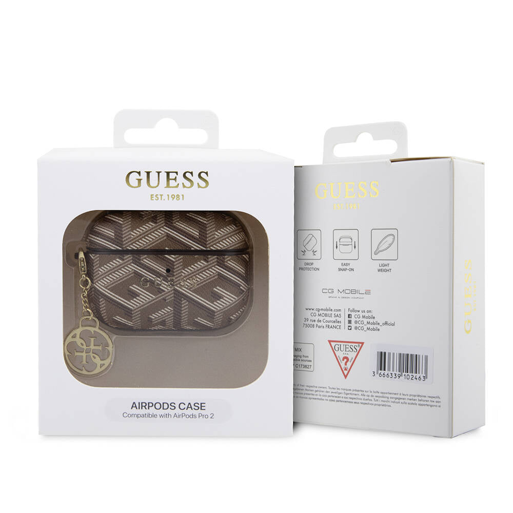 Apple Airpods Pro 2 Case Guess Original Licensed G Cube Patterned 4G Ornamental Chain Cover Pink