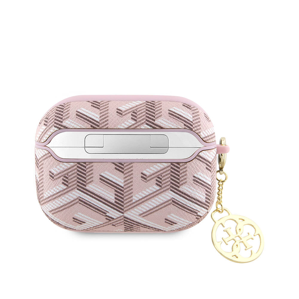 Apple Airpods Pro 2 Case Guess Original Licensed G Cube Patterned 4G Ornamental Chain Cover Pink