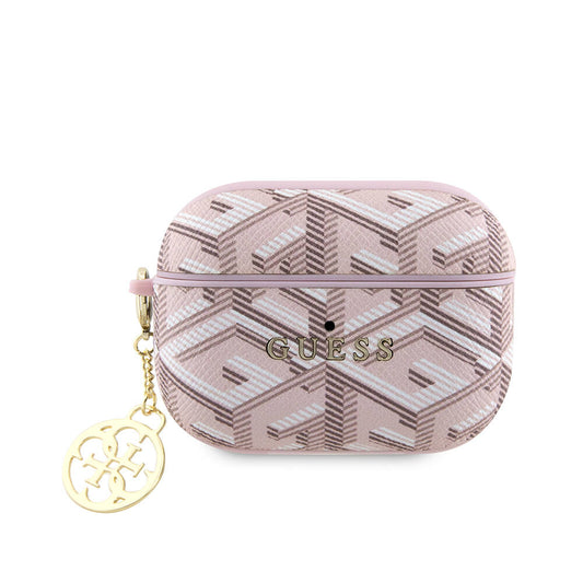 Apple Airpods Pro 2 Case Guess Original Licensed G Cube Patterned 4G Ornamental Chain Cover Pink
