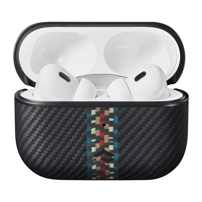 Apple Airpods Pro 2 Kılıf M-safe Şarj Özellikli 600D Aramid Fiber Pitaka Orchestra Serisi Rhapsody Kılıf Siyah-Mavi
