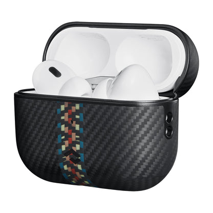 Apple Airpods Pro 2 Kılıf M-safe Şarj Özellikli 600D Aramid Fiber Pitaka Orchestra Serisi Rhapsody Kılıf Siyah-Mavi
