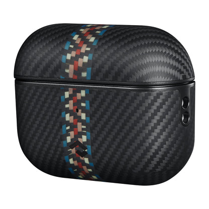 Apple Airpods Pro 2 Kılıf M-safe Şarj Özellikli 600D Aramid Fiber Pitaka Orchestra Serisi Rhapsody Kılıf Siyah-Mavi